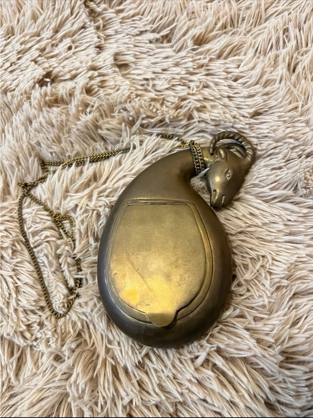 Antique Brass Ram-Head Decorative Case Container